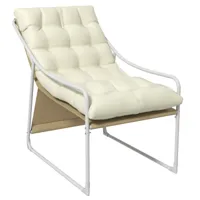 fauteuil lounge de jardin coussin acier polyester blanc beige crème
