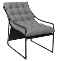 fauteuil lounge de jardin coussin acier polyester gris noir