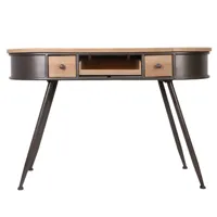 meuble secrétaire en bois et métal gris 119 x 54 x 79 cm
