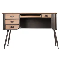 meuble secrétaire en bois et métal gris 120.5 x 42 x 77.5 cm