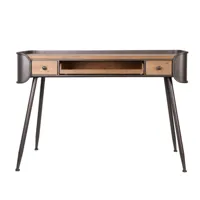 meuble secrétaire en bois et métal gris 120 x 54 x 81cm