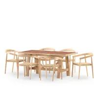 ensemble table et chaises de jardin 6 pl céramique terre cuite 168x87