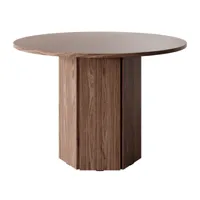 table à manger ronde aspect bois de noyer marron, 110x75 cm