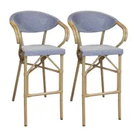 lot de 2 fauteuils de bar extérieur en textilène bleu