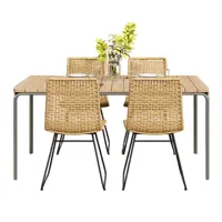 ensemble table en bois d'acacia fsc 160 cm et 4 chaises de jardin