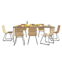 ensemble table en bois d'acacia fsc 200 cm et 8 chaises de jardin