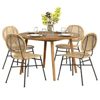 ensemble table en bois d'acacia fsc et 4 chaises de jardin