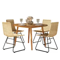 ensemble table en bois d'acacia fsc et 4 chaises de jardin