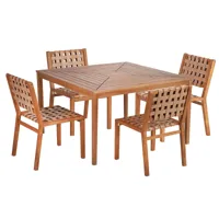ensemble table et chaises de jardin en bois d'acacia et résine plate