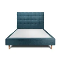 lit avec tête de lit capitonnee et sommier tapissier  bleu 150x190