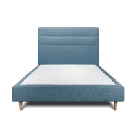 lit avec tête de lit lignes tissu et sommier tapissier  bleu ocean 150