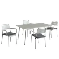 ensemble table 160 cm et 4 chaises de jardin gris glacier