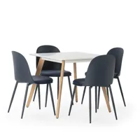 ensemble table 80x80 cm et 4 chaises de salle à manger bleu