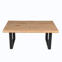 table basse bois de chêne, métal naturel