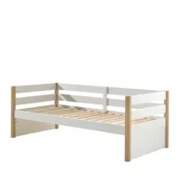 lit enfant banquette en bois 90x200cm blanc et bois clair