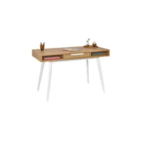 bureau en bois 1 tiroir blanc et chêne