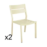 lot de 2 chaises de jardin en aluminium jaune tendre