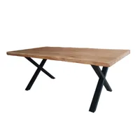 table à manger 8 places bois de chêne, métal naturel