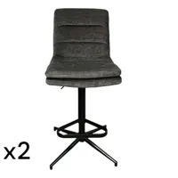 lot de 2 chaise de bar pivotantes réglables en hauteur en velours gris