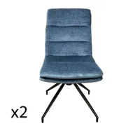 lot de 2 chaises de table pivotantes en tissu bleu