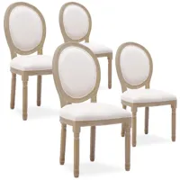 intensedeco - lot de 4 chaises médaillon louis xvi tissu beige - beige