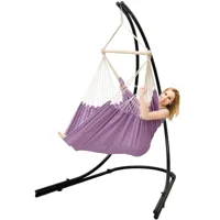 support hamac avec chaise suspendue xxl fauteuil de balancoire 360° violet - fliederfarben