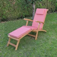 matelas à motifs corail/blanc pour chaise longue - rouge