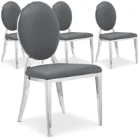 cotecosy - lot de 4 chaises médaillon sofia gris - gris
