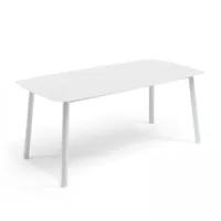 table de jardin rectangulaire en aluminium et pierre frittée blanc - blanc