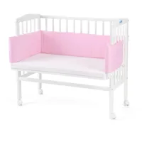 waldin - lit cododo pour bébé, hauteur réglable, bois de hêtre massif:points roses, peint en blanc