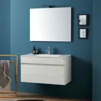 armoire de salle de bains suspendue 90cm lavabo promenade et miroir sole