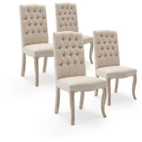 intensedeco - lot de 4 chaises capitonnées jade tissu beige - beige