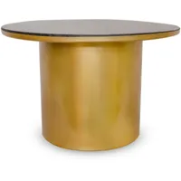 cotecosy - table basse ronde d60cm arturo métal or et marbre noir - noir