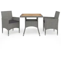 patio ou terrasse avec table du haut en bois + 2 fauteuils différentes couleurs couleur : gris