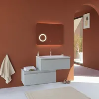 meuble de salle de bains excentré à suspendre avec deux tiroirs gris clair seattle