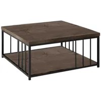 cotecosy - table basse carrée olliana 90x90cm bois foncé et métal noir - bois foncé