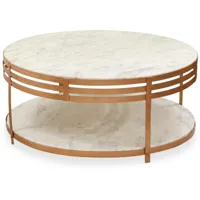 cotecosy - table basse celyan marbre blanc et métal bronze - blanc