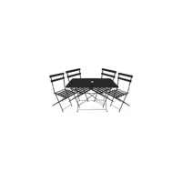 chalet&jardin - ensemble repas bistrot dépliant métal - table + 4 chaises - noir
