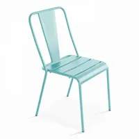 chaise de jardin en métal turquoise - bleu turquoise