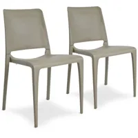 hall - lot de 2 chaises de jardin en polypropylène renforcé taupe ezpeleta taupe