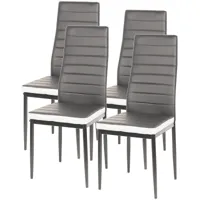 skecten - lot de 4 chaises grises bandeau blanc pour salle à manger