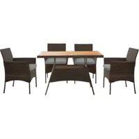 5 pièces ensemble table et chaise de jardin - table à manger pour le jardin - dessus de table en bois massif - brun - 244 x 132 x 84 (cm) - marron