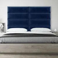 panneau décoratif tête de lit capitonnée - 4 panneaux simili velours bleu roi 91cm