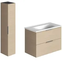 meuble vasque 90 cm burgbad olena chêne clair + colonne de salle de bain - chêne clair