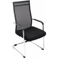 décoshop26 - chaise pour visiteur fauteuil de bureau avec accoudoirs noir pieds chromé - noir
