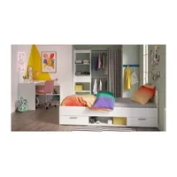demeyere - chambre complete enfant - lit + bureau + dressing - blanc - lila - blanc