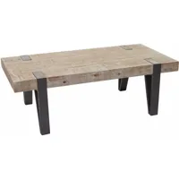 décoshop26 - table basse table de salon en bois de sapin massif rustique certifié fsc 40x120x60cm - noir