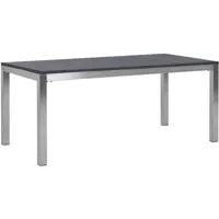 table de jardin à plateau triple en granit 180 x 90 cm noir et argenté grosseto - gris