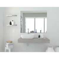 etagère de salle de bain 80 cm couleur chêne clair épaisseur 10 cm avec lavabo à poser 80 cm - standard