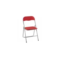 chaise d'appoint pliable en métal chromé et similicuir rouge - 44x46x78cm - rouge